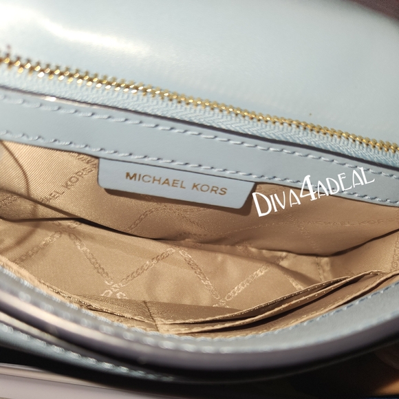 MICHAEL KORS JET SET Small Studded Shoulder Crossbody Handbag Blue/Lt. Blue Gold - Picture 5 of 6